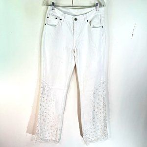 Latina Patches and crystals lace detailed jeans Women's Size 8 White 32X32